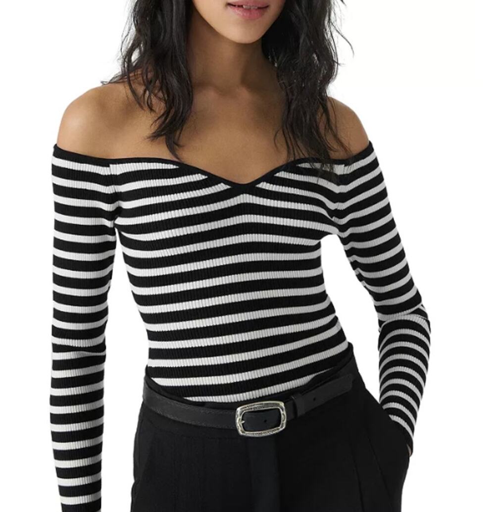 ba&sh Owais Ribbed Off-the-Shoulder Top